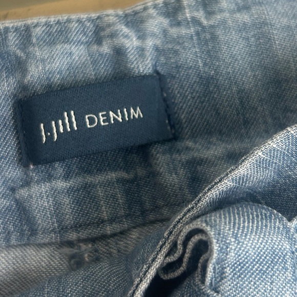 J. Jill Denim Women 12P Blue Summer Breeze Chambray Wide Leg Crop Belt Pants NWT - Picture 2 of 15